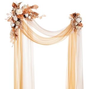 Floral Arch Cream rust boho arrangement decor backdrop drapes wedding reception